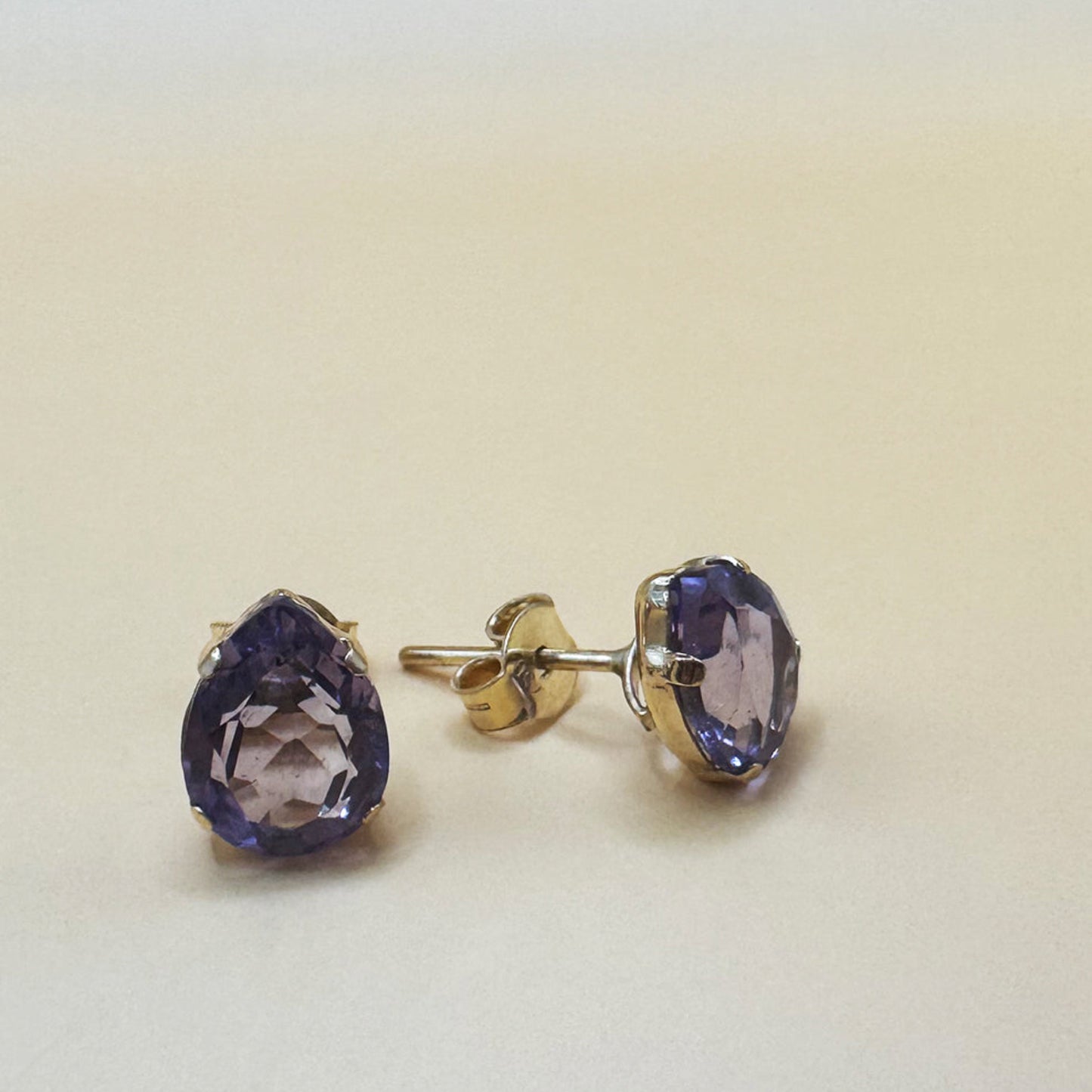 Brinco Ouro 18k Gota Ametista Natural