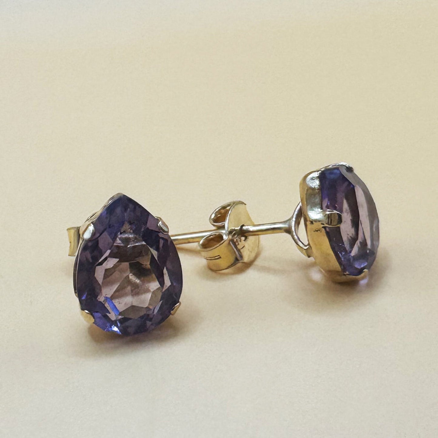 Brinco Ouro 18k Gota Ametista Natural