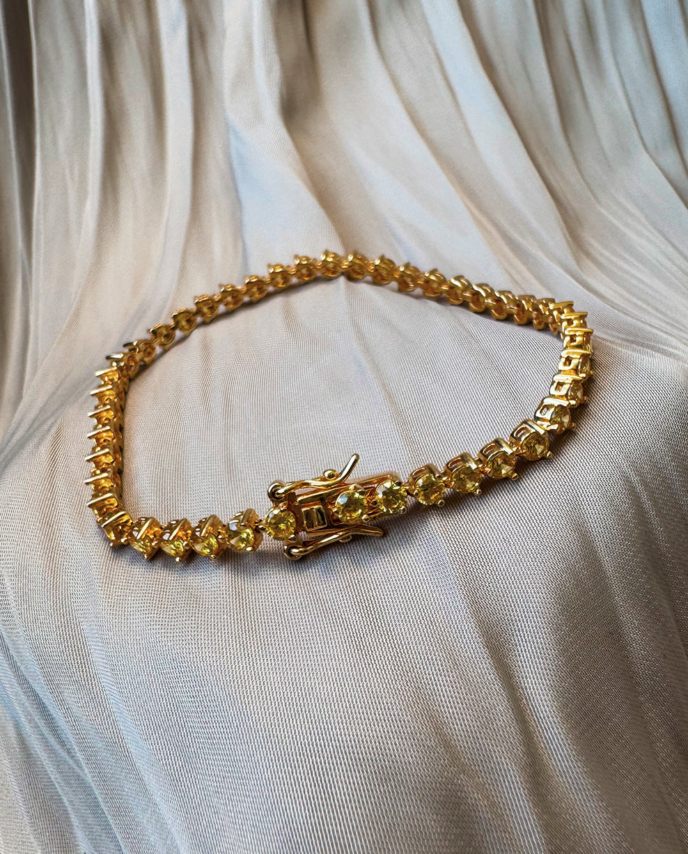 Pulseira Riviera em Prata Banho de Ouro e Zircônias Amarelas