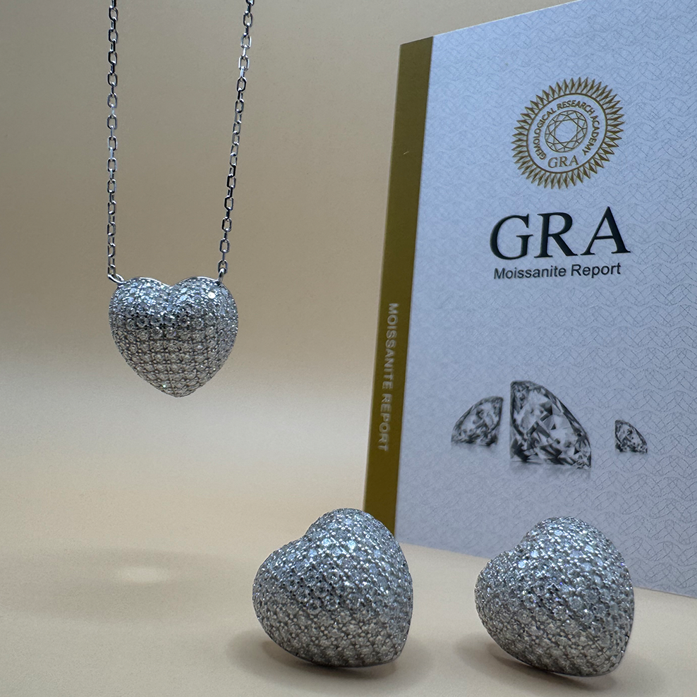 Colar Coração Prata 925 com Moissanite e Banho de Ródio