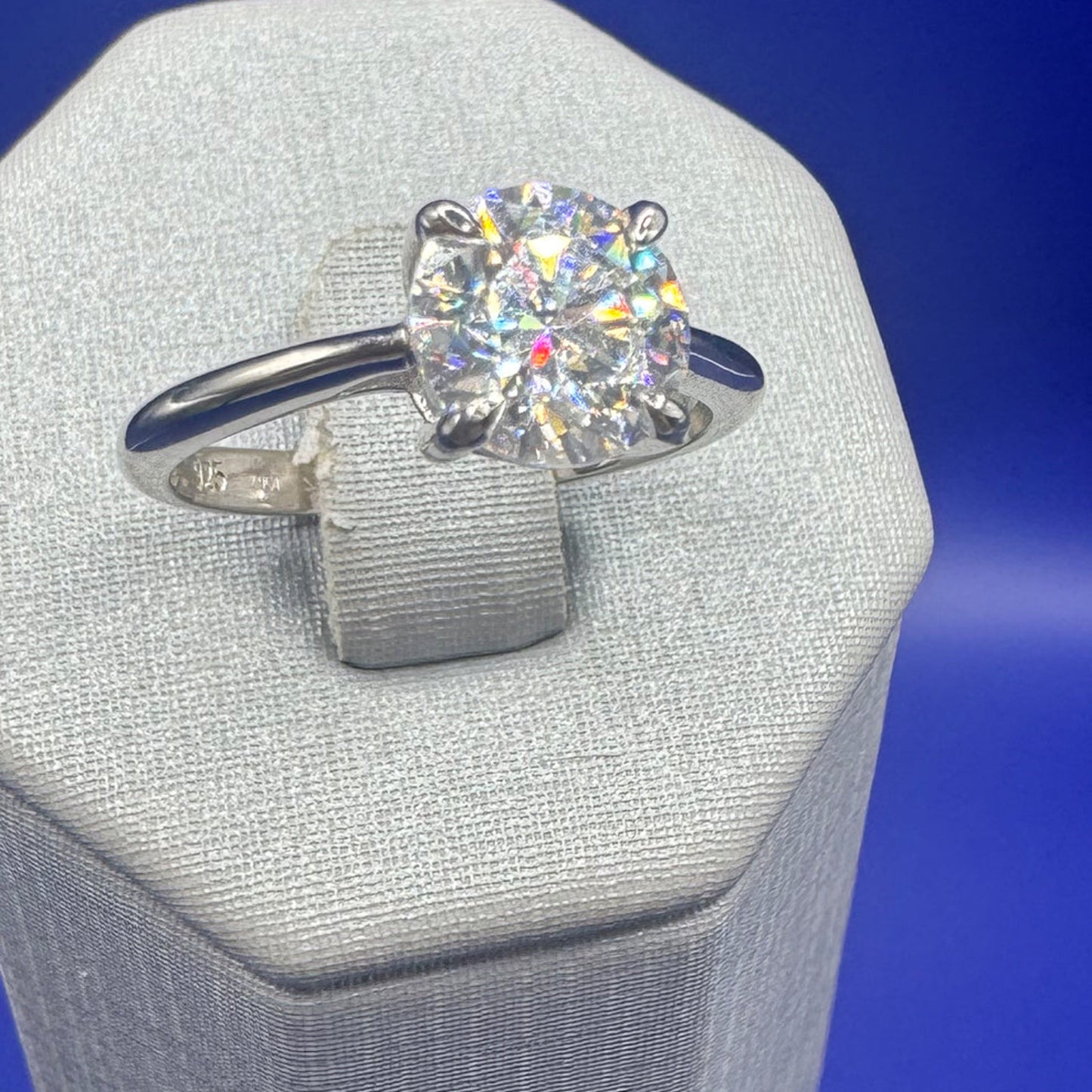 Anel Solitário Prata 925 Moissanite 8mm