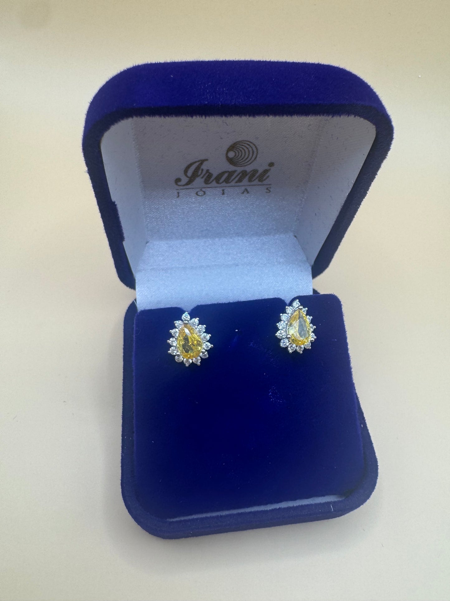 Brinco Princesa Gota Amarelo Fancy em Prata 925 com Banho de Ródio