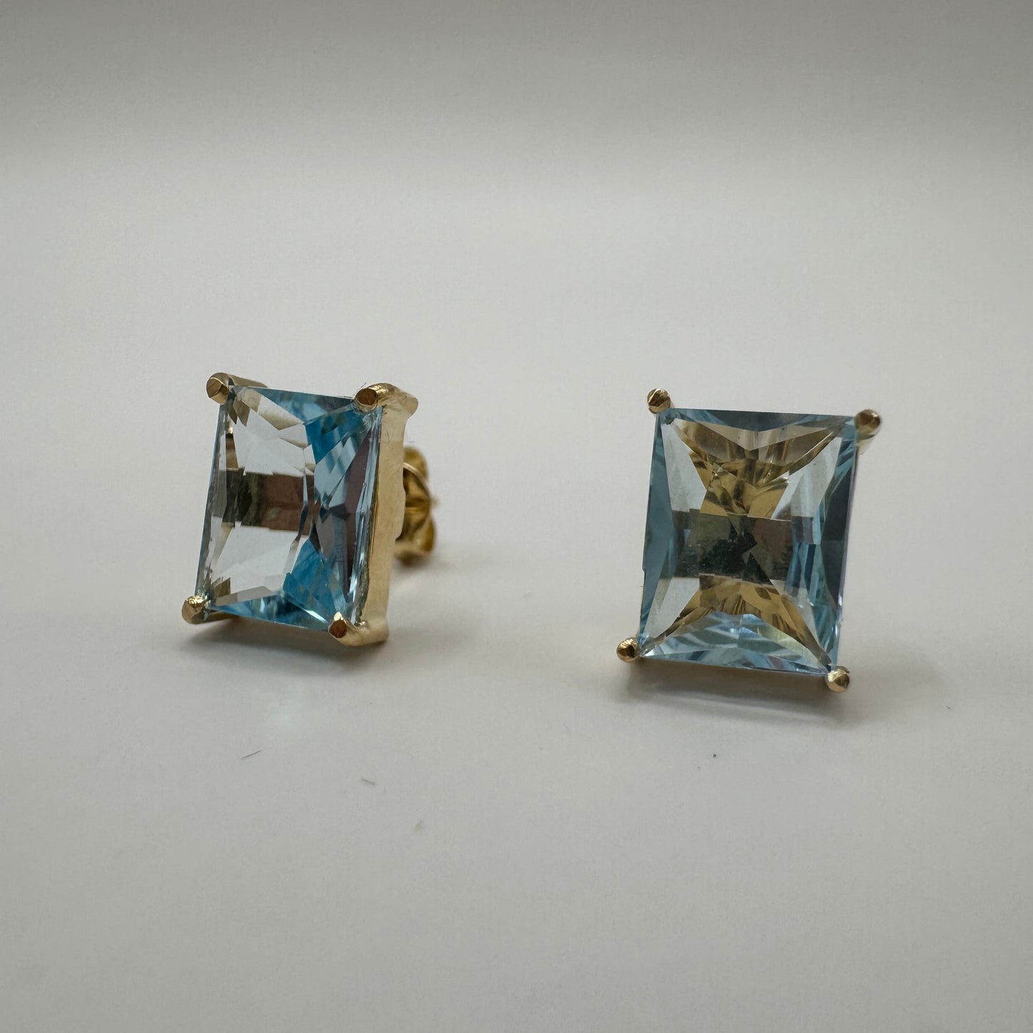 brinco em ouro 18k topázio azul sky