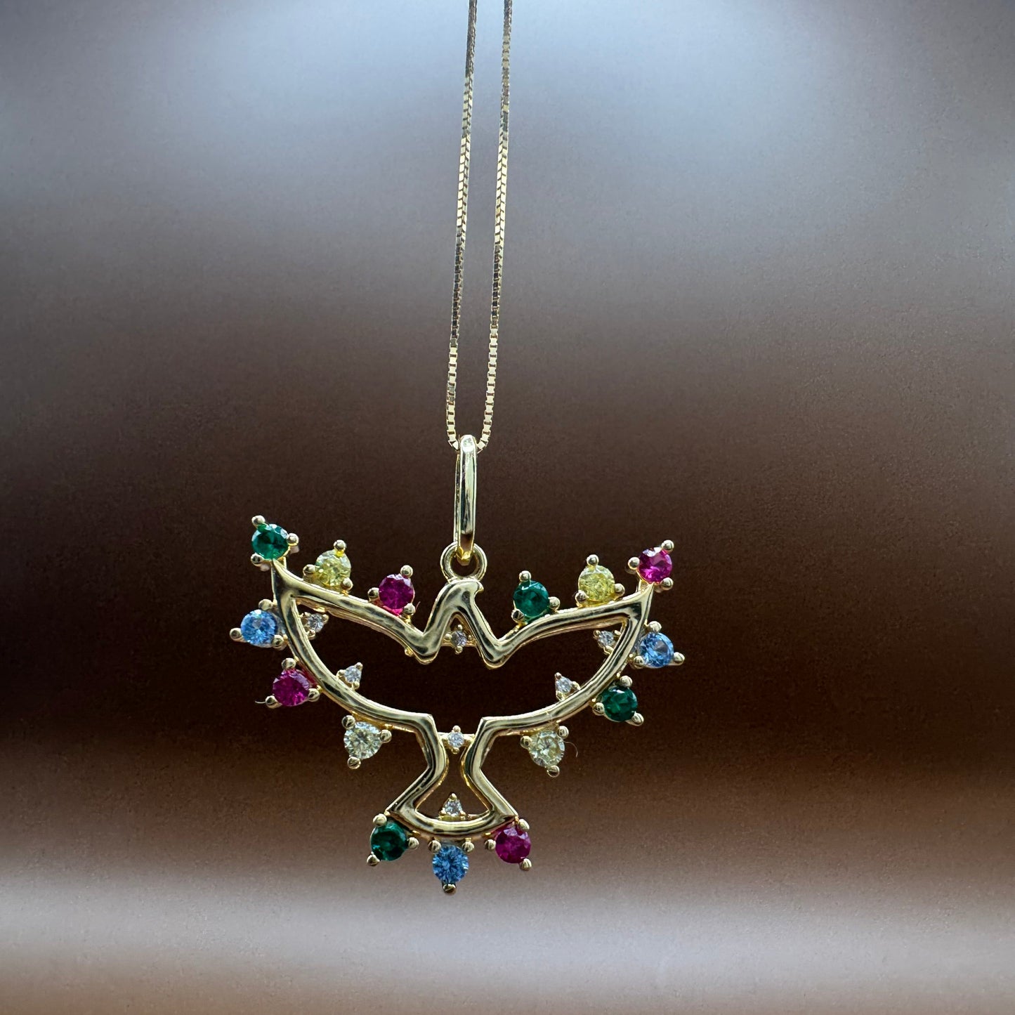 Pingente Divino Espírito Santo em Prata 925 com Banho de Ouro 18K