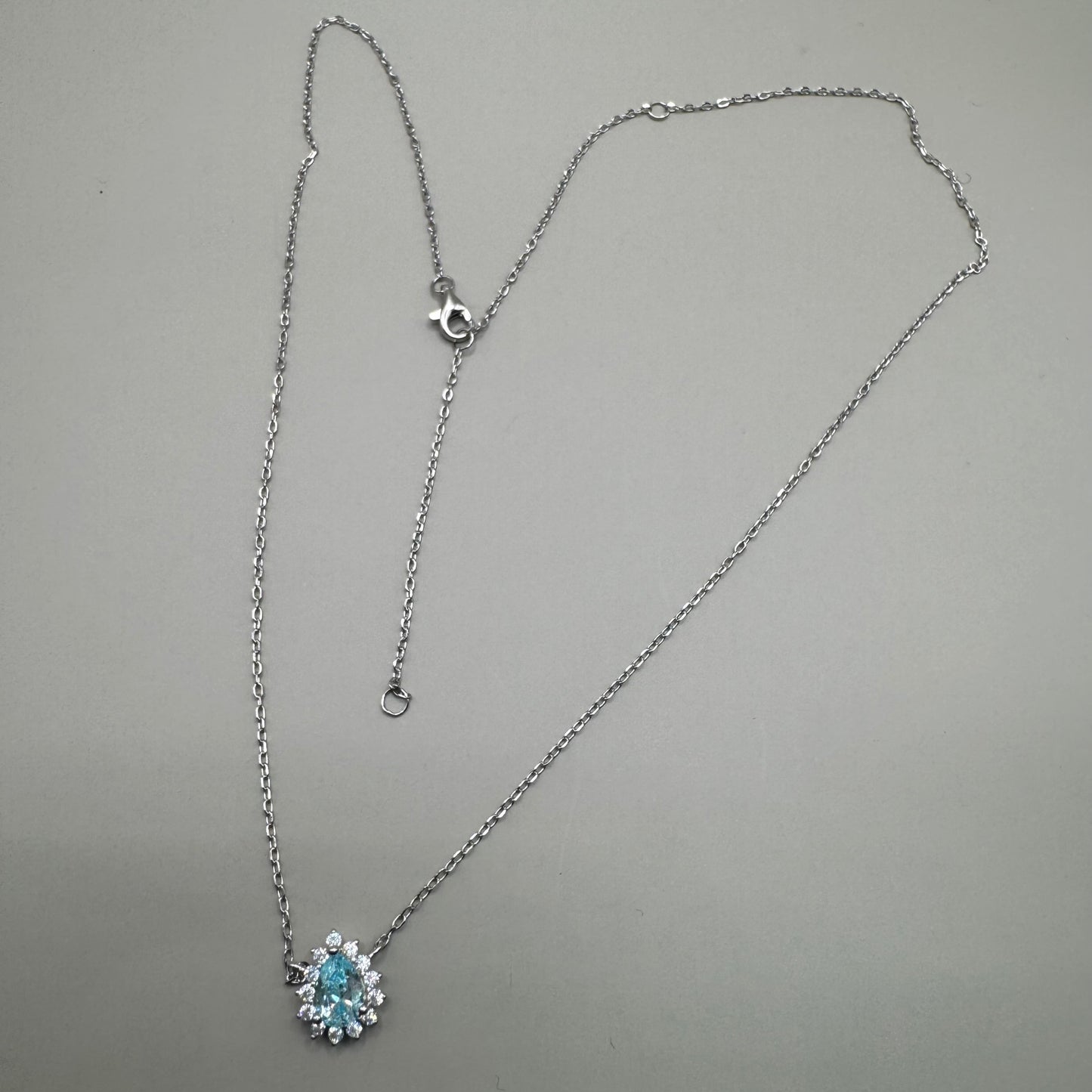 Colar Princesa Gota Azul em Prata 925 com Banho de Ródio