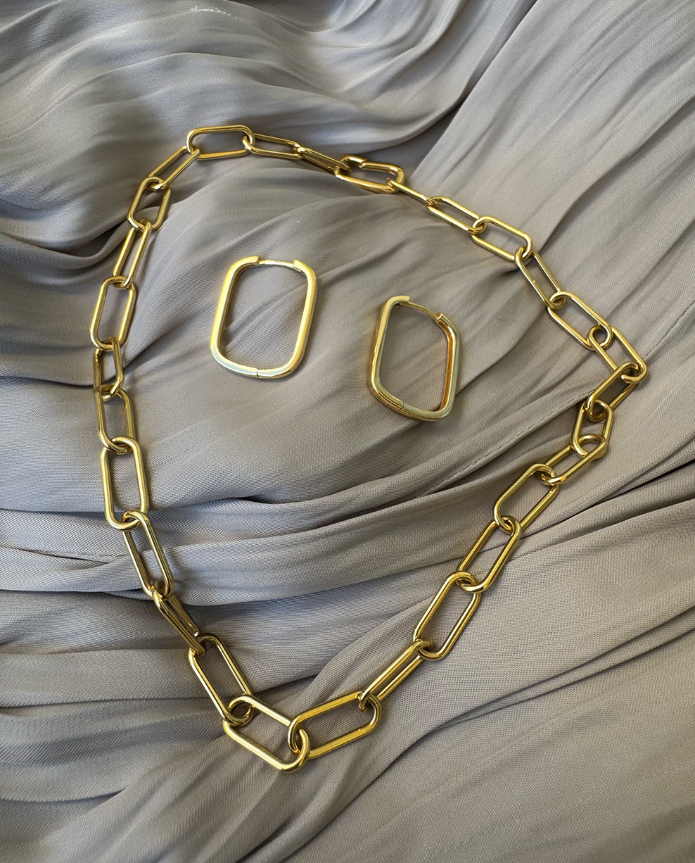Brinco Retangular Banho 18k