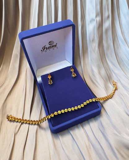 Pulseira Riviera em Prata Banho de Ouro e Zircônias Amarelas