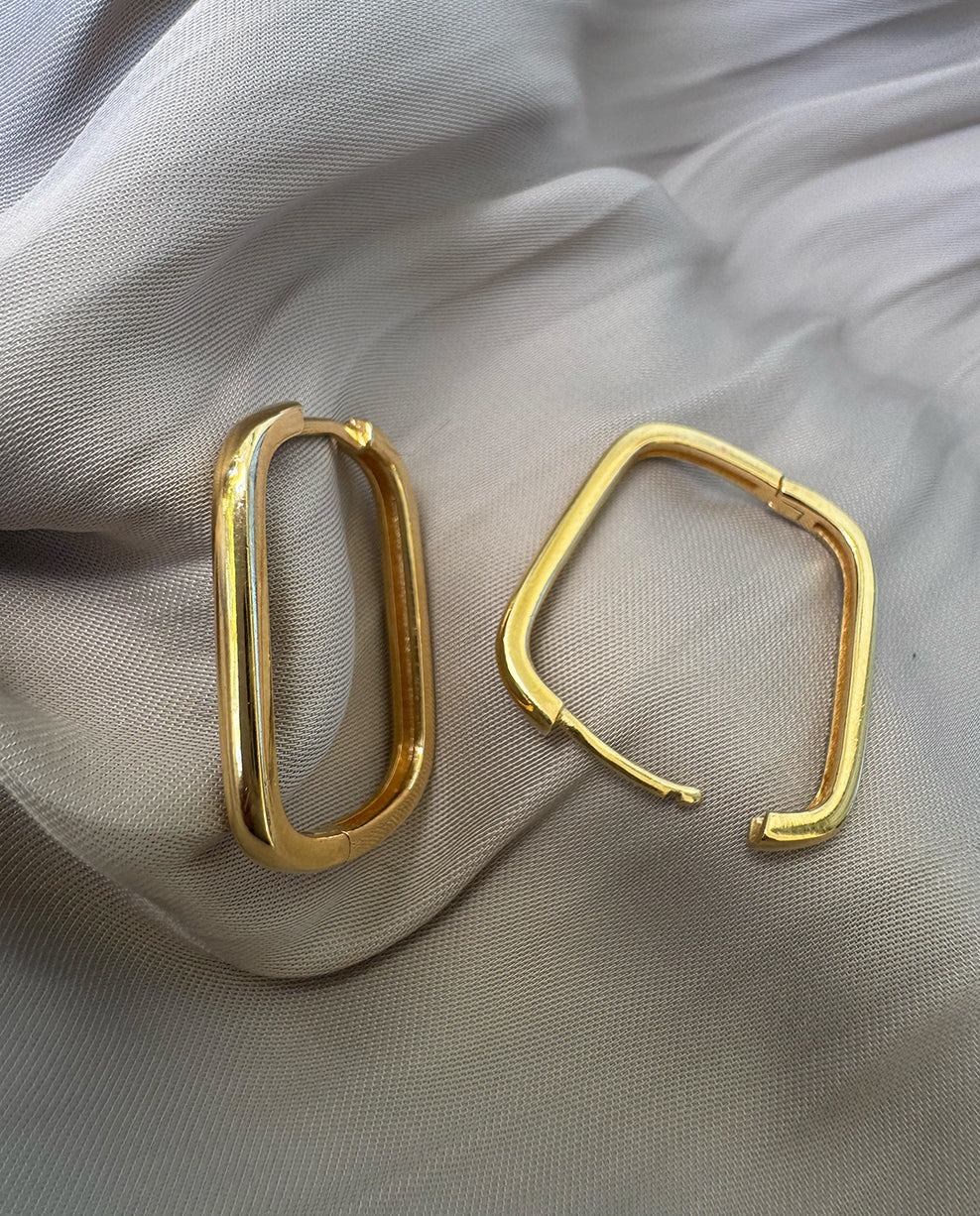 Brinco Retangular Banho 18k