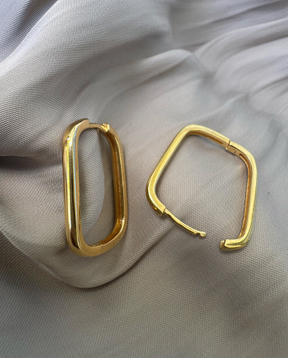 Brinco Retangular Banho 18k
