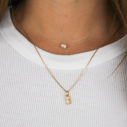 Colar Ponto de Luz 18k Zircônia e Fio de Nylon