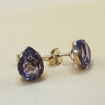 Brinco Ouro 18k Gota Ametista Natural