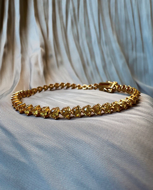 Pulseira Riviera em Prata Banho de Ouro e Zircônias Amarelas