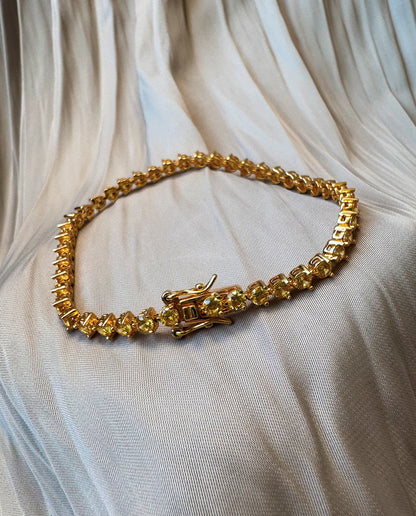 Pulseira Riviera em Prata Banho de Ouro e Zircônias Amarelas