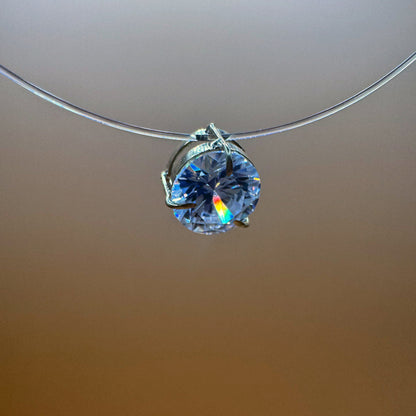 Colar Ponto de Luz 18k Zircônia e Fio de Nylon