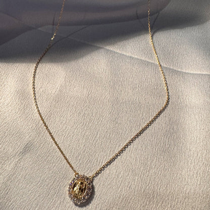 Corrente Sagrado Coração de Jesus em Prata 925 com Banho de Ouro 18k