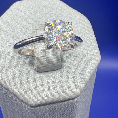 Anel Solitário Prata 925 Moissanite 8mm