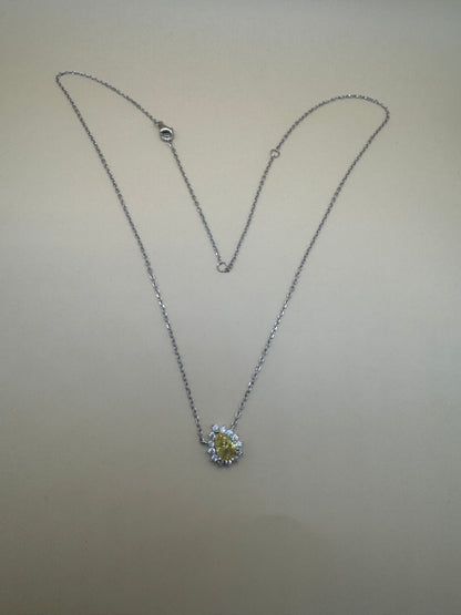 Colar Princesa Gota Amarelo fancy em Prata 925 com Banho de Ródio