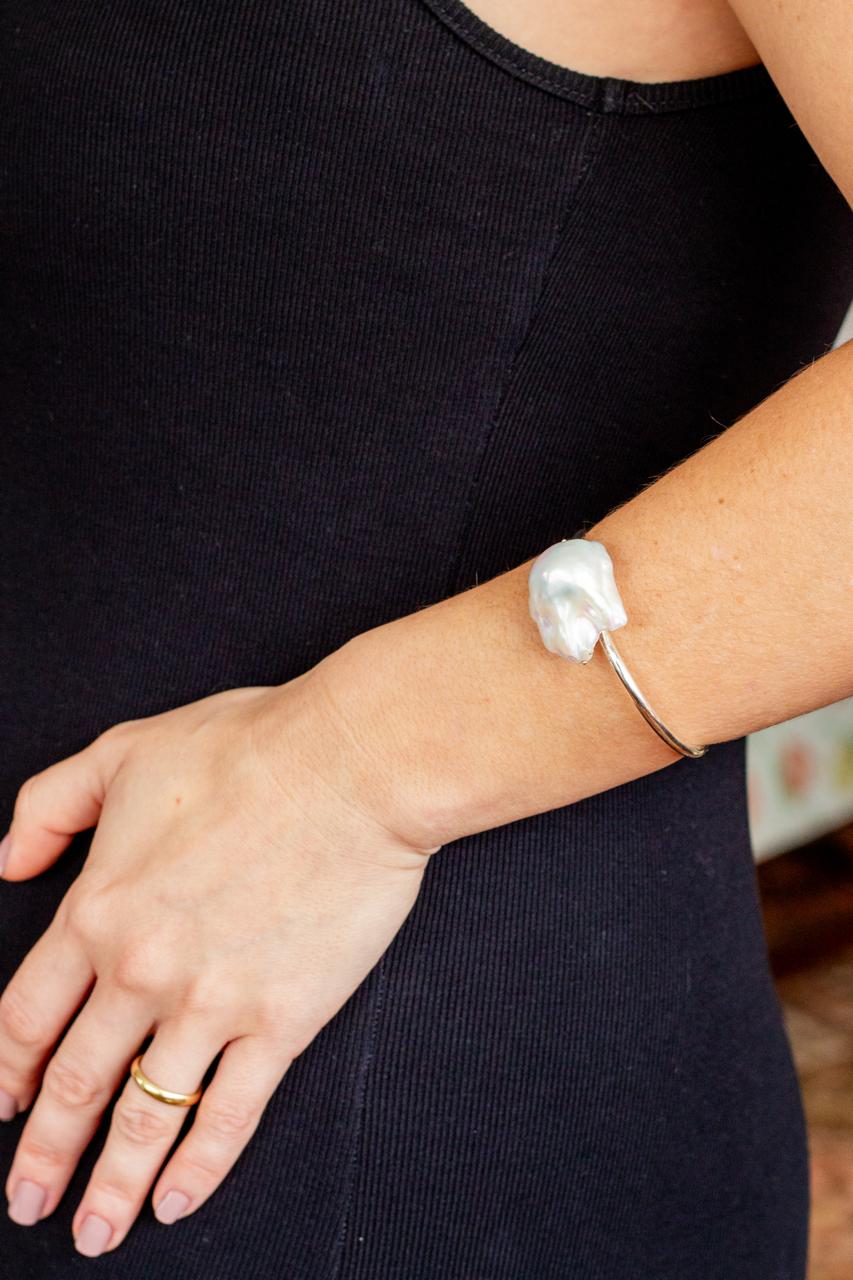 Pulseira em prata 925 com pérola barroca