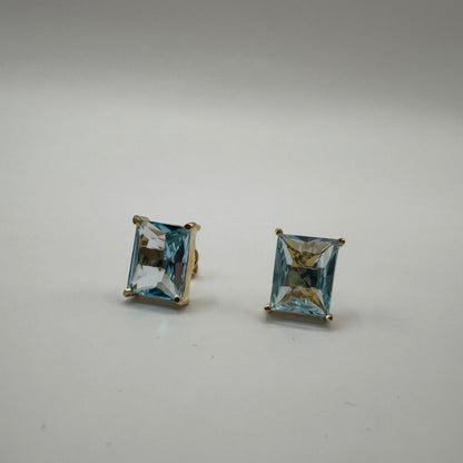 brinco em ouro 18k topázio azul sky