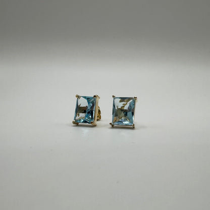 brinco em ouro 18k topázio azul sky