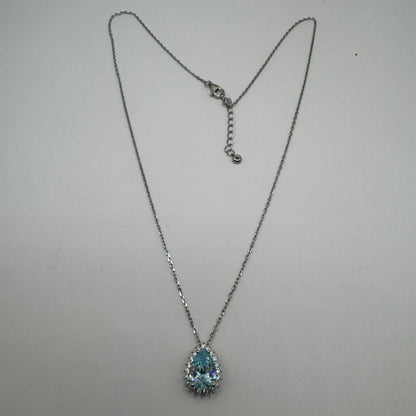 Colar Princesa Azul em Prata 925 com Banho de Ródio