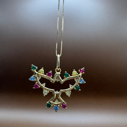 Pingente Divino Espírito Santo em Prata 925 com Banho de Ouro 18K
