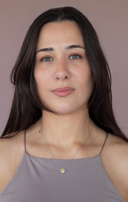 Colar Princesa Gota Amarelo fancy em Prata 925 com Banho de Ródio