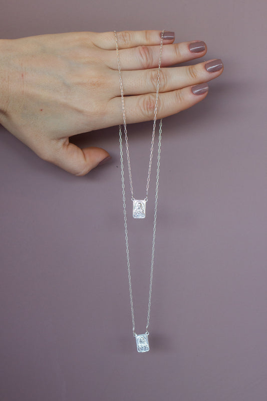 Escapulário Cartier Nossa Senhora do Carmo e Sagrado coração de Jesus